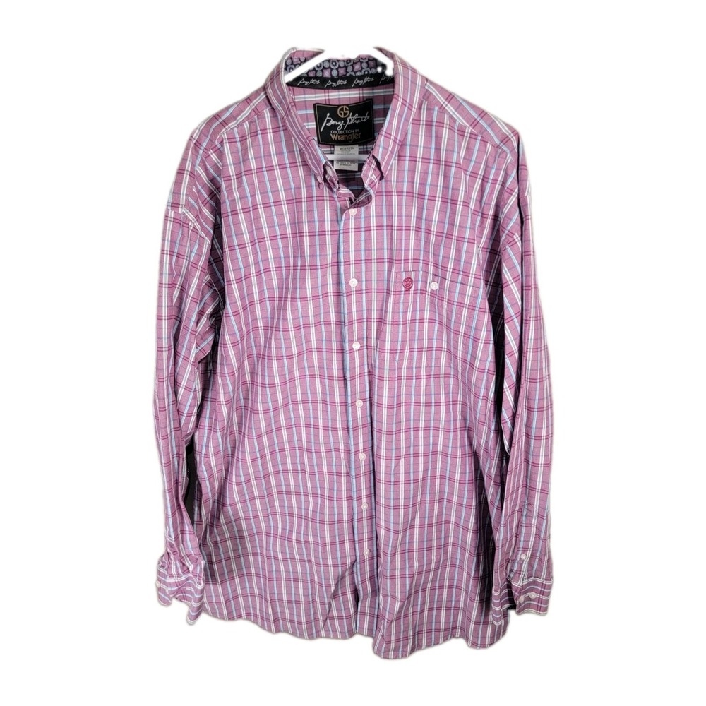 Wrangler George Strait Mens 2XLT Western Plaid Shirt Paisley Trim Rodeo Cowboy